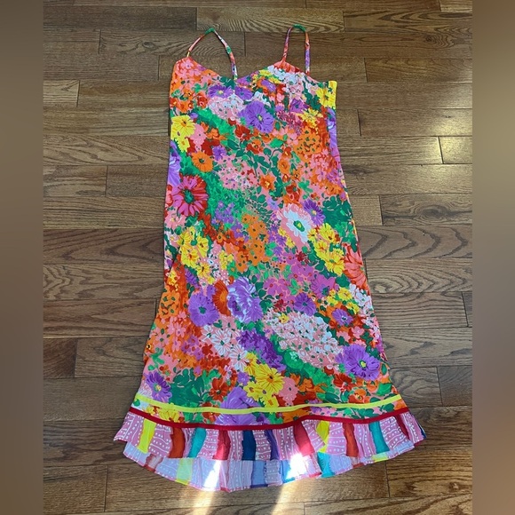 Jams World Sleeveless Dress Multicolor Floral Print Rayon Sz M - Picture 2 of 9